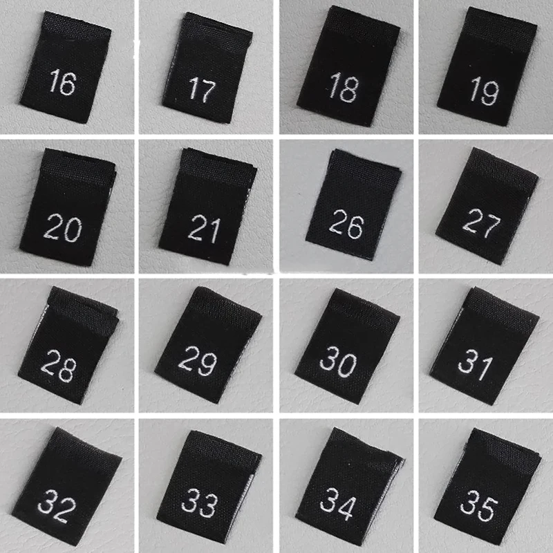 500Pcs Clothing Size Label Number Black Garment Clothes T Shirt Dress Cloth Pants Fabric Label Tag 35*12mm