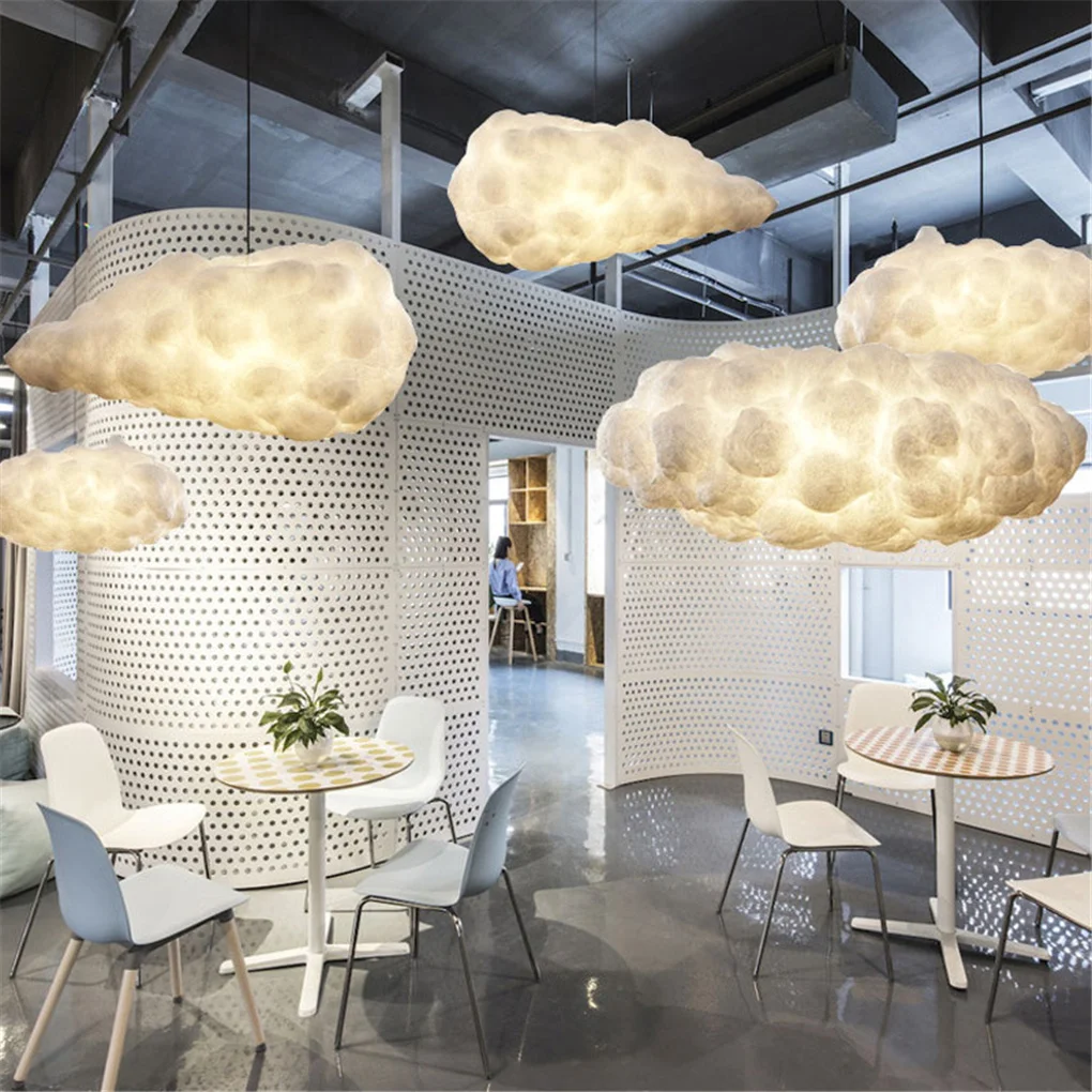 Cloud Lighting LED Pendant Lamp Creative Personality Bedroom Children’s Room Living Room Cotton White Clouds Hanging Fixture