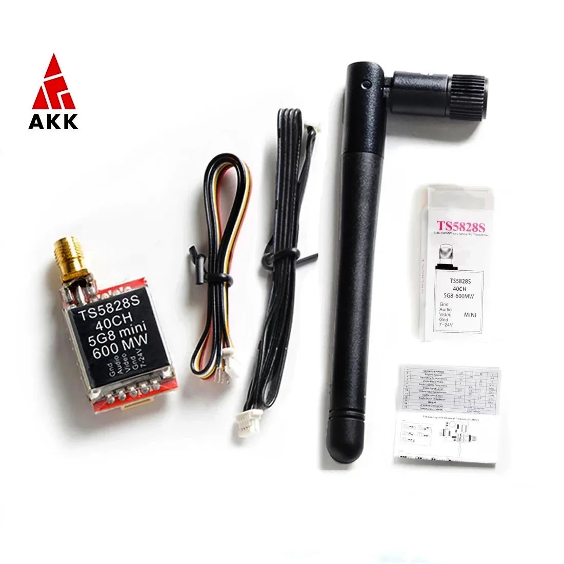 AKK TS5823L/TS5828L 5.8G trasmettitore Audio Video FPV RP-SMA femmina per Mini Quadcopter FPV