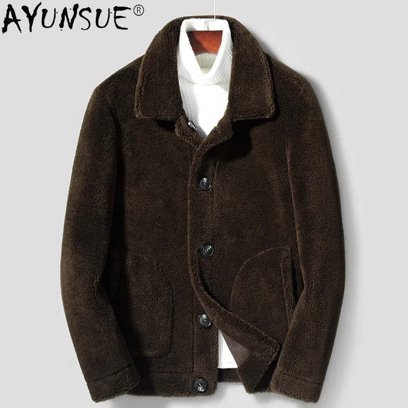 Suede Genuine Leather Jacket Men 100% Wool Fur Coat Male Winter Clothes Mens Double-side Wear Jackets Ropa Hombre LXR972