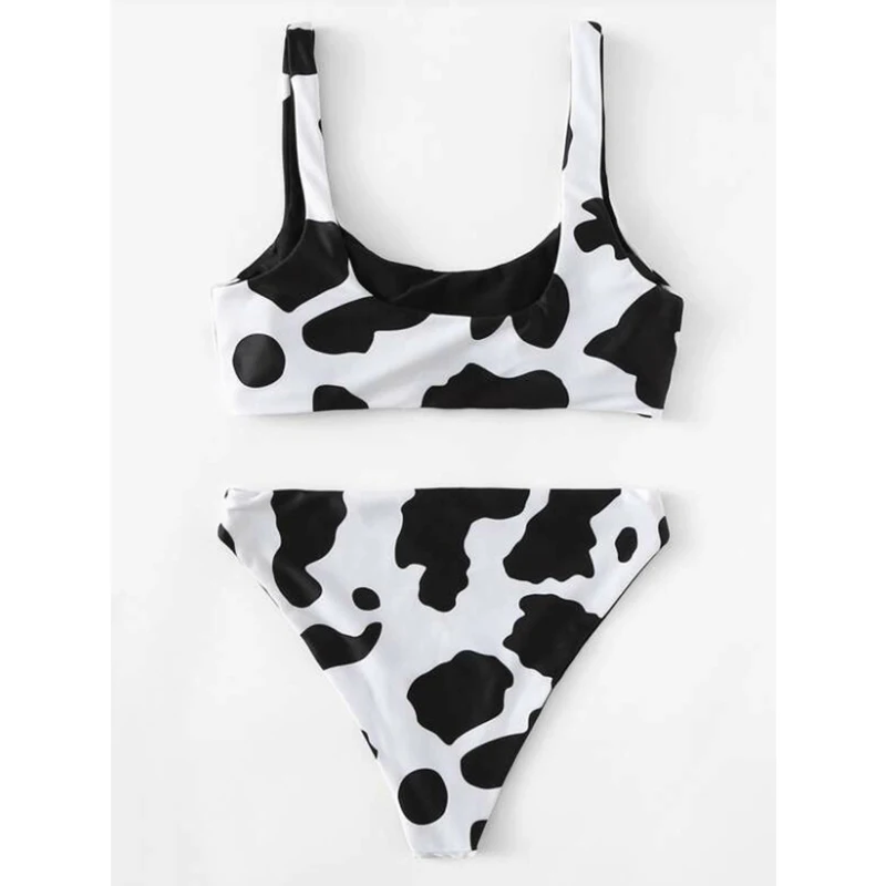 Sexy Bikini Mujer 2024 New Cow Print Swimsuit Women Two Pieces Push Up Biquini Brazylijski strój kąpielowy dla kobiet Stroje kąpielowe plażowe