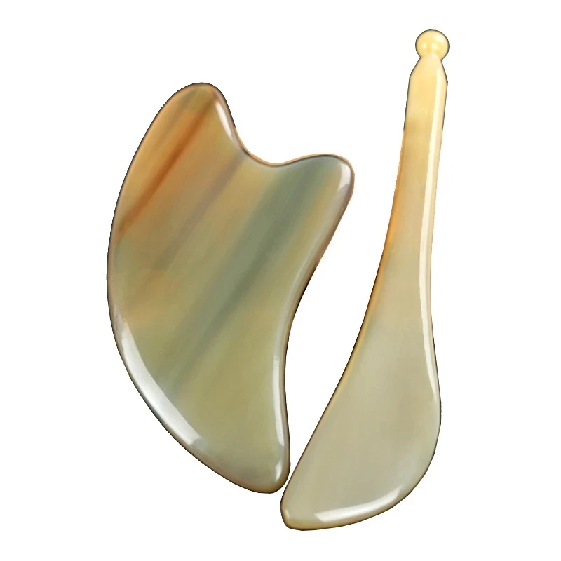 Raspador Gua Sha Natural, palo de tendón de cuerno de buey blanco, masajeador Facial, belleza, salud, relajación, ojos, cuello, espalda, cuerpo, cara, cuidado de la piel