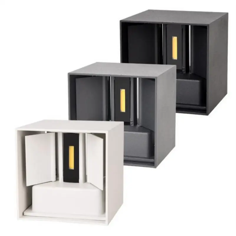 สูง12W 9W COB LED Light Dimmable โมเดิร์นสั้น Cube ปรับพื้นผิว LED โคมไฟสวน Sconce