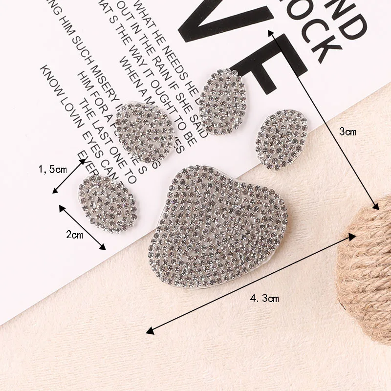 Cartoon Crystal Rhinestone Footprints Paw Patches For Clothing Iron On Clothes Appliques Stripes Diamond Stickers For Children