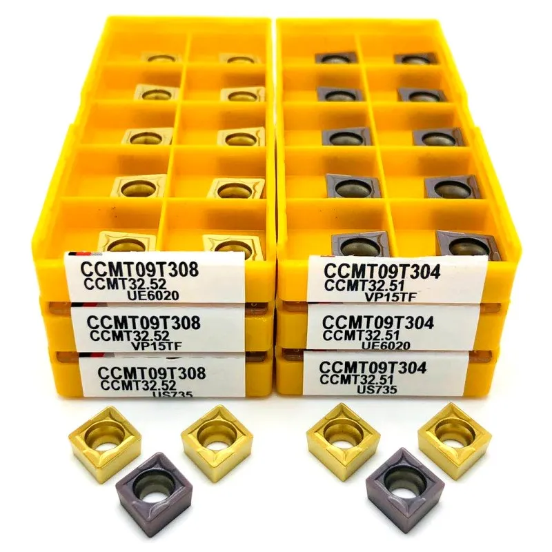Inserto in metallo duro CCMT09T304 VP15TF UE6020 US735 utensile per tornitura di metalli utensili per tornio CCMT 09T304 utensile per tornitura di frese frontali