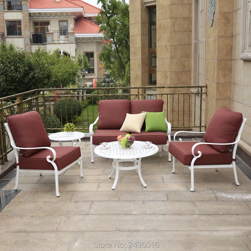 

Outdoor conversation Sofa set 5pcs outdoor furniture garden set Balcony sectional seating couch Cast-aluminum furniture durable