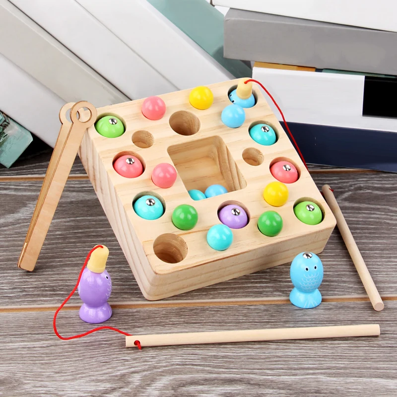 Kids Toys Wooden Toys Montessori Clip Beads Magnetic Digit Fishing Game Early Learning Education Toys Baby Birthday Xmas Gift