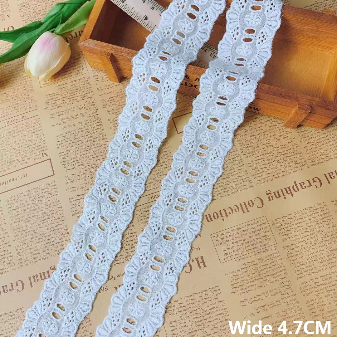 

4.7CM Wide Luxury White Cotton Hollow Embroidery Lace Applique Collar Neckline Trim DIY Handicraft Dress Apparel Sewing Supplies