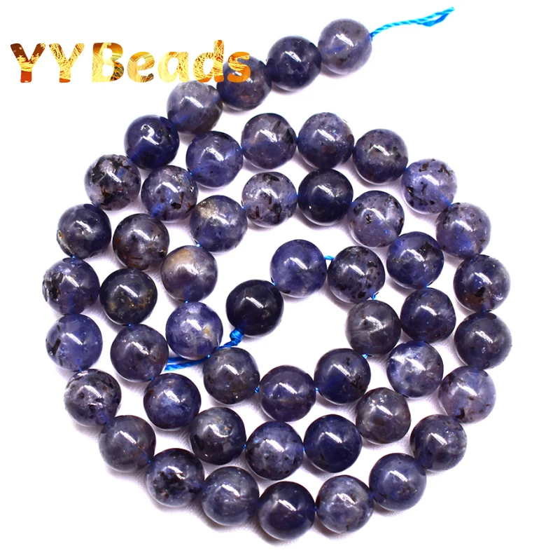 Semi-precious Cordierite Stone Beads Natural Genuine Iolite Round Loose Beads For Jewelry Making DIY Bracelets Necklace 6 8 10mm