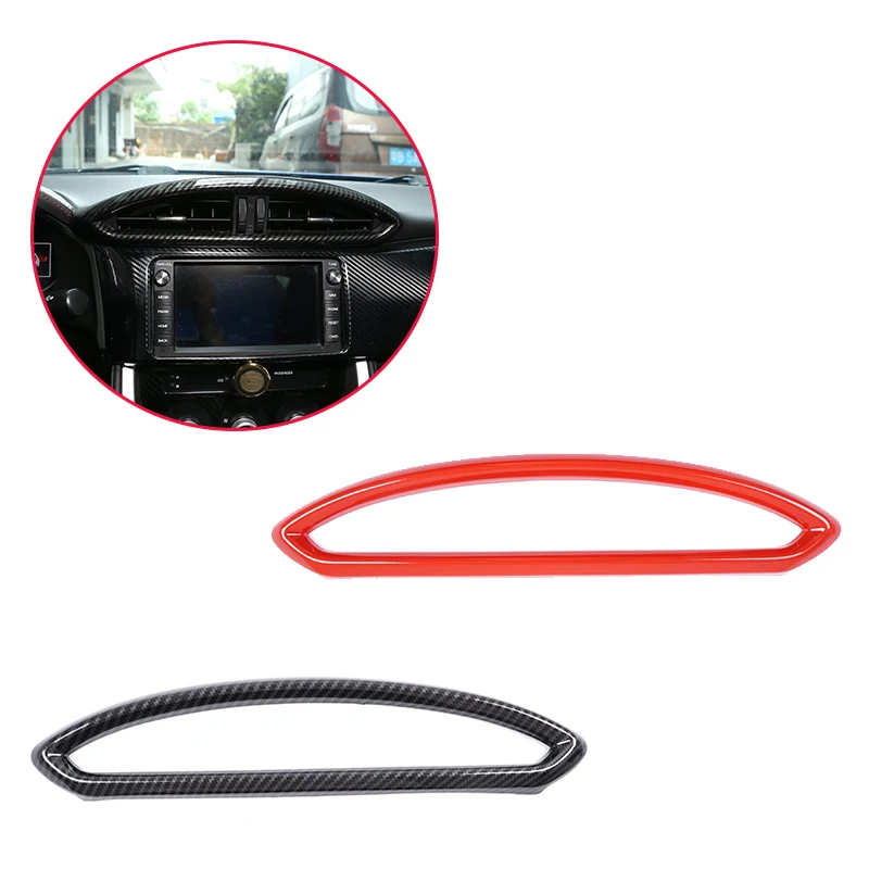 

For Toyota 86/Subaru BRZ 2012-2020 ABS Carbon Fiber/Red Center Console Air Conditioning Outlet Frame Trim Strip Car Accessories
