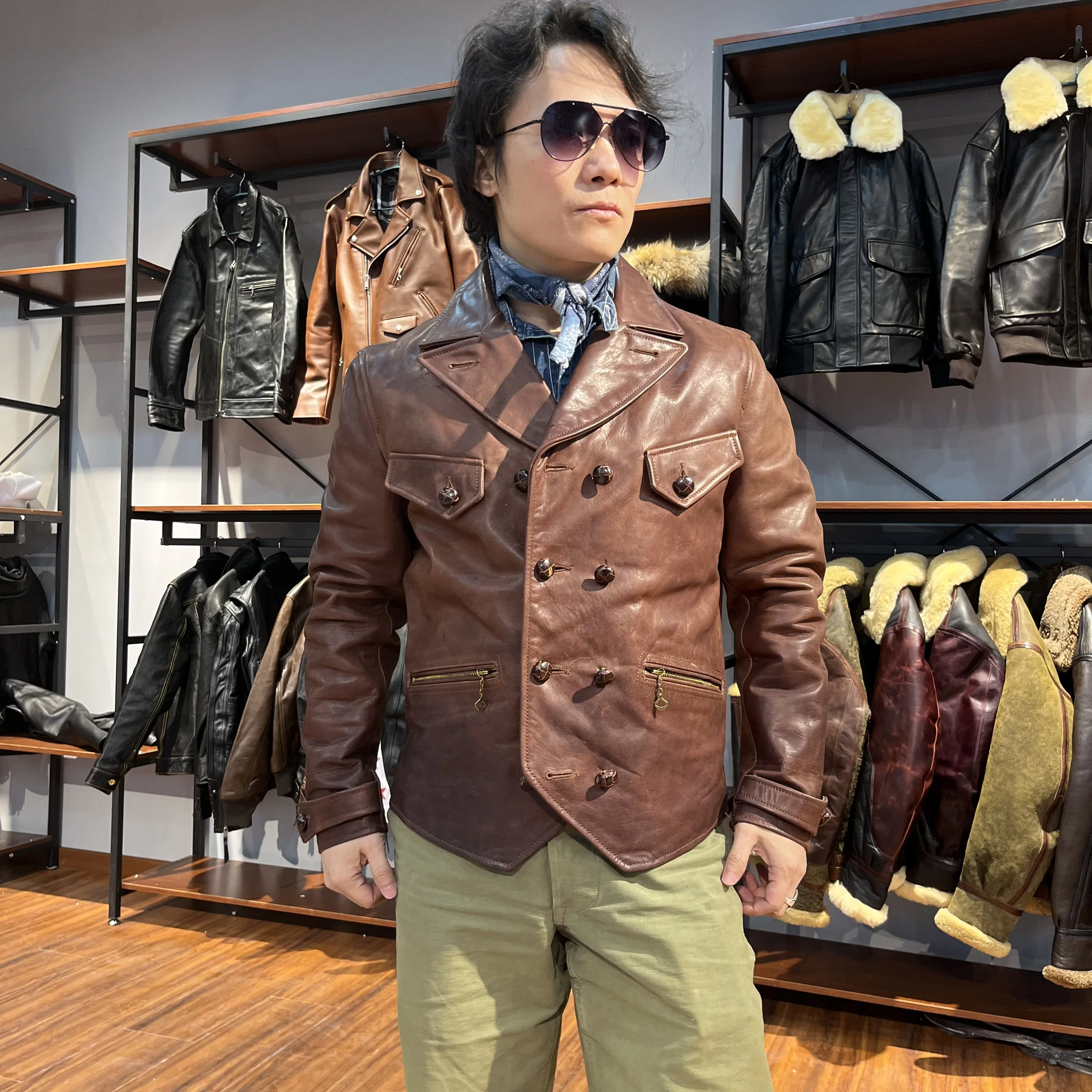 CDJ-86 Cidu Read Description! Asian Size Super Quality Genuine Japan Horse Leather Horsehide Stylish Rider Jacket