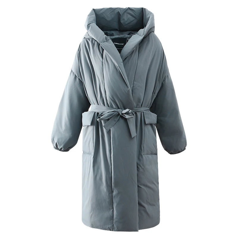 7XL fashion Coats Winter Super Long Fuffy Down Coat Female Fashion Oversized Hooded With Belt Was Thin Warm Down Coat wq511