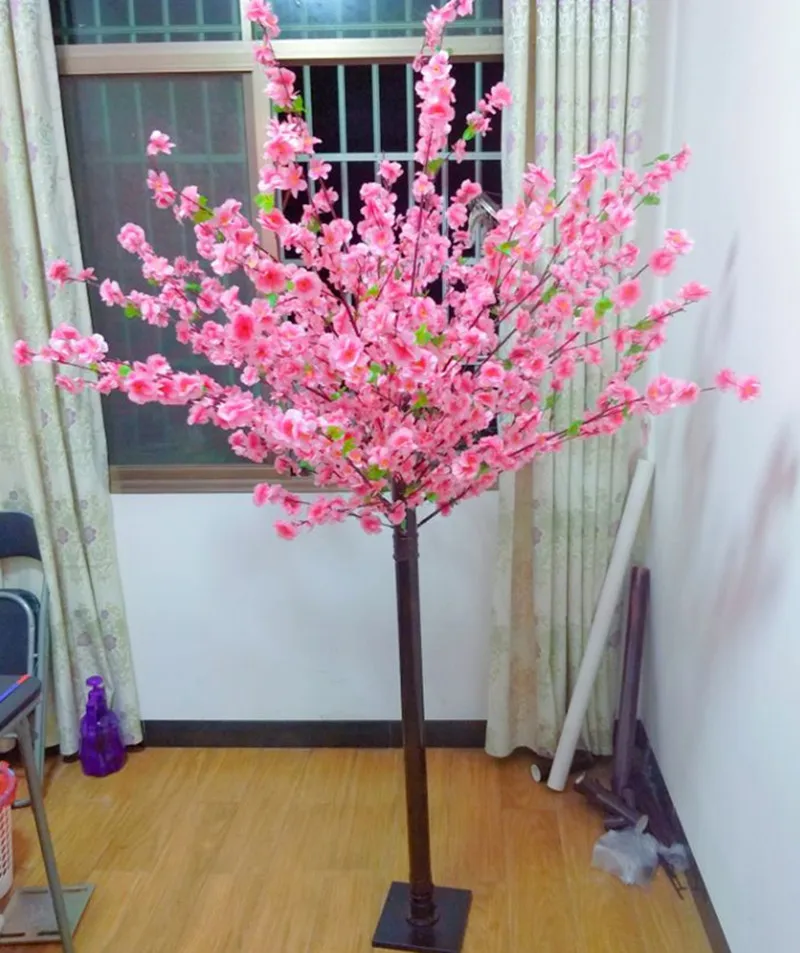 Modern Style Pink  Cherry Blossom Tree 2 Meters Height Peach Trees For Home Living Floor Ornament Wedding Garden Decoration