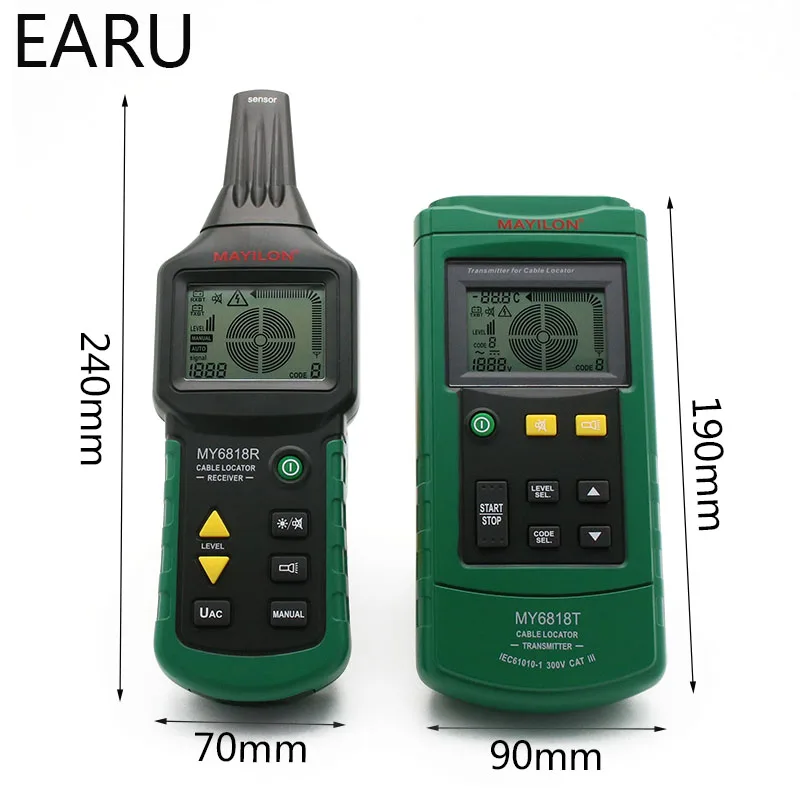 Imagem -02 - Cabo de Fio Profissional Portátil Rastreador Detector Localizador de Tubulação de Metal Testador Linha Rastreador Tensão 12 400 v Disjuntor Finder