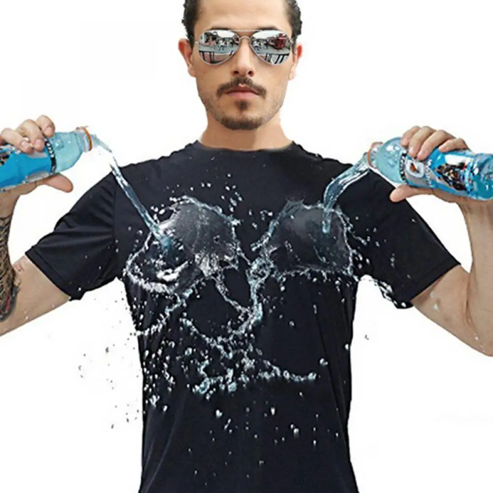 Anti-Dirty Waterproof Men T-Shirt Creative Hydrophobic Stainproof Breathable Antifouling Quick Dry Work Safety Clothing