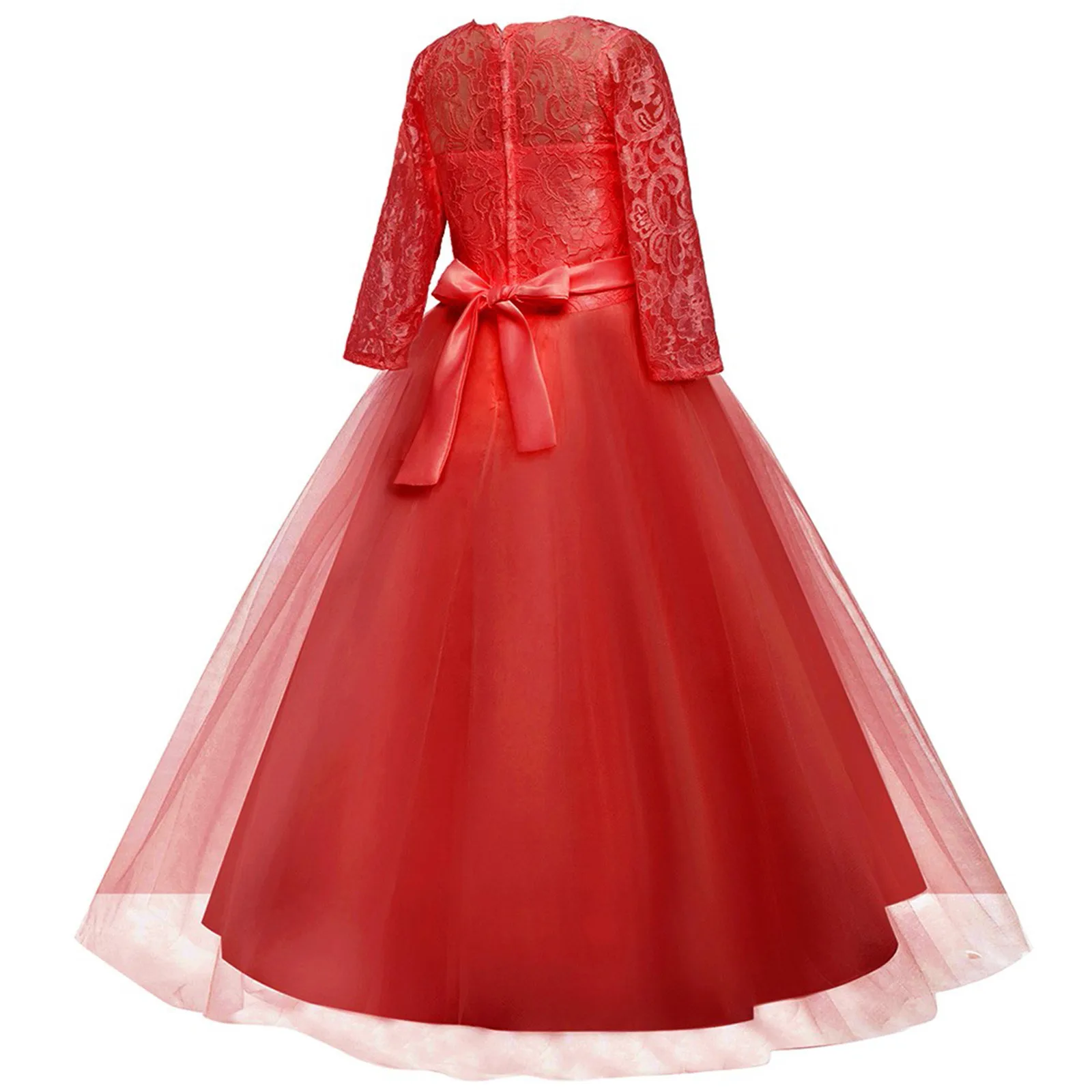 Girl Lace Formal Dress For Kids Wedding Bridesmaid Pageant Party Prom Formal Ball Gown Princess Puffy Tulle Dresses vestido niña