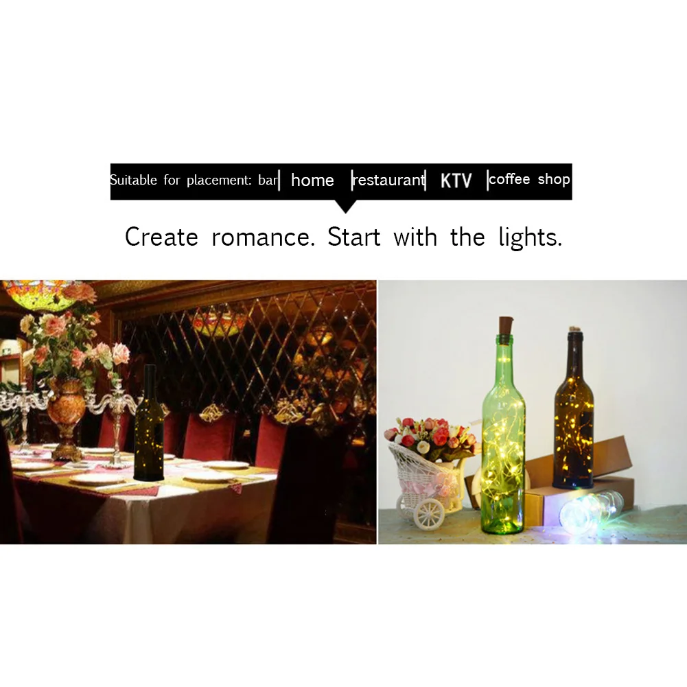 6PCS 2M 20 코르크 빛 AAA 배터리 LED 코르크 빛 문자열 와인 병 빛 장식 구리 문자열 빛 따뜻한 빛 DIY 방식
