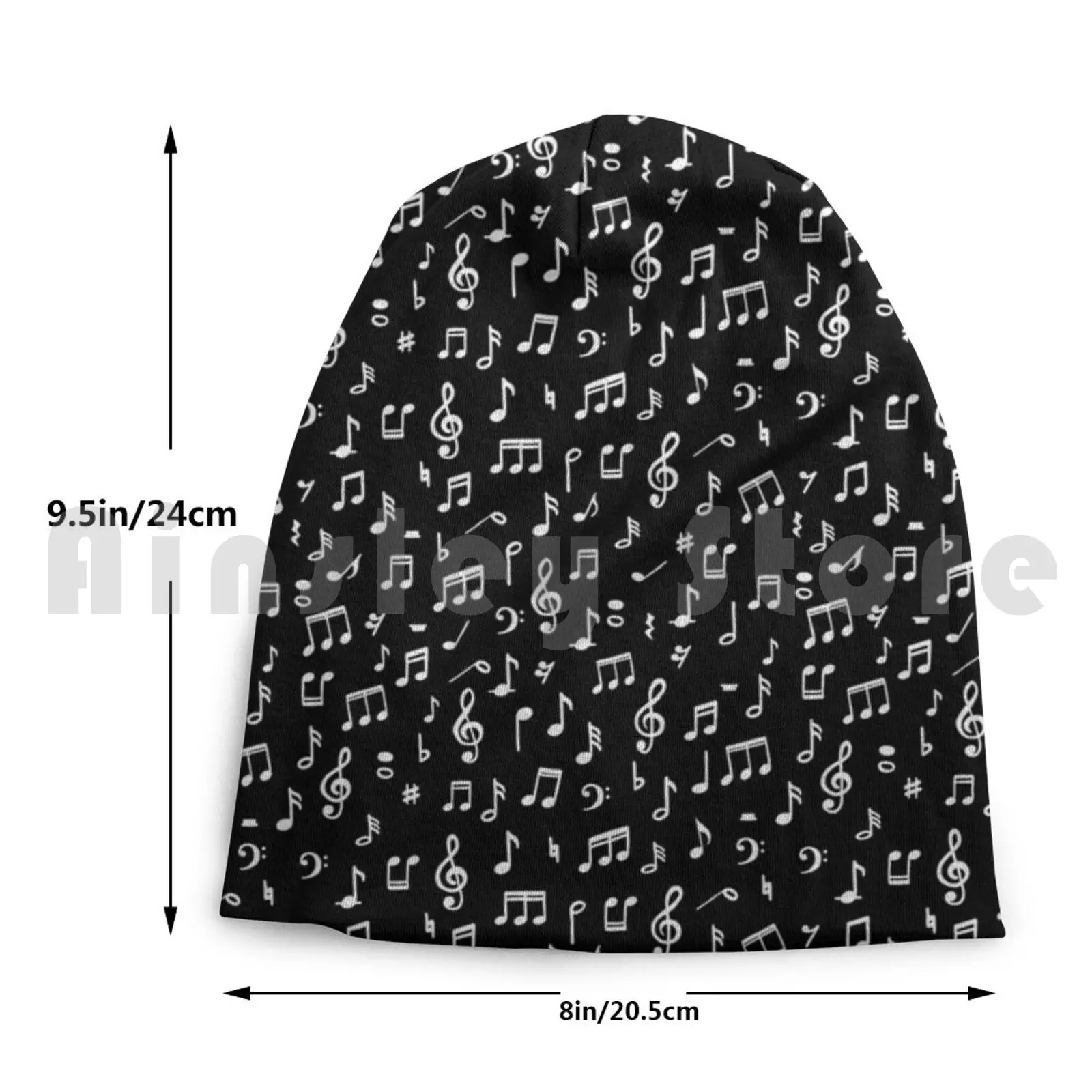 Music Notes In Black Background Beanie Hedging Cap DIY Print Cushion Music Note Music Notes Sound Black And White Cool