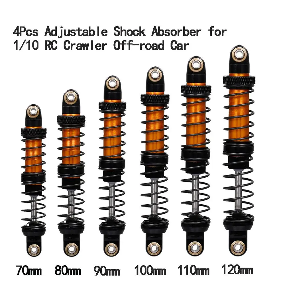 4szt 70mm 80mm 90mm 100mm 110mm 120mm Regulowany amortyzator do RC Crawler 1/10 Traxxas axial scx10 RC4WD D90 D110 RC Car