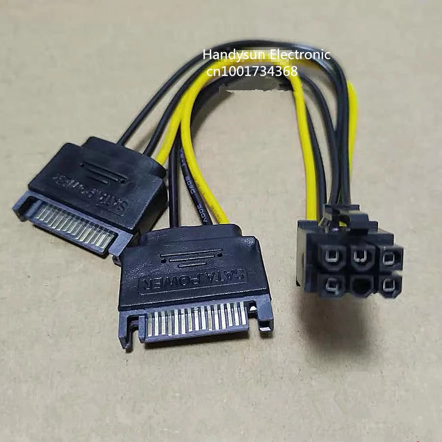 SATA المزدوج 15Pin م إلى بطاقة جرافيكس PCI-e PCIE 6 دبوس F بطاقة الفيديو كابل إمداد الطاقة 6pin إلى Sata 15Pin Y الفاصل محول 18AWG