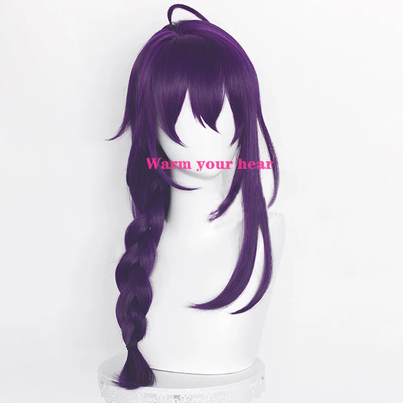 Game ES  Ayase Mayoi Purple Long 65cm Cosplay Wig Heat Resistant Synthetic Hair Anime Halloween Wigs + a wig cap