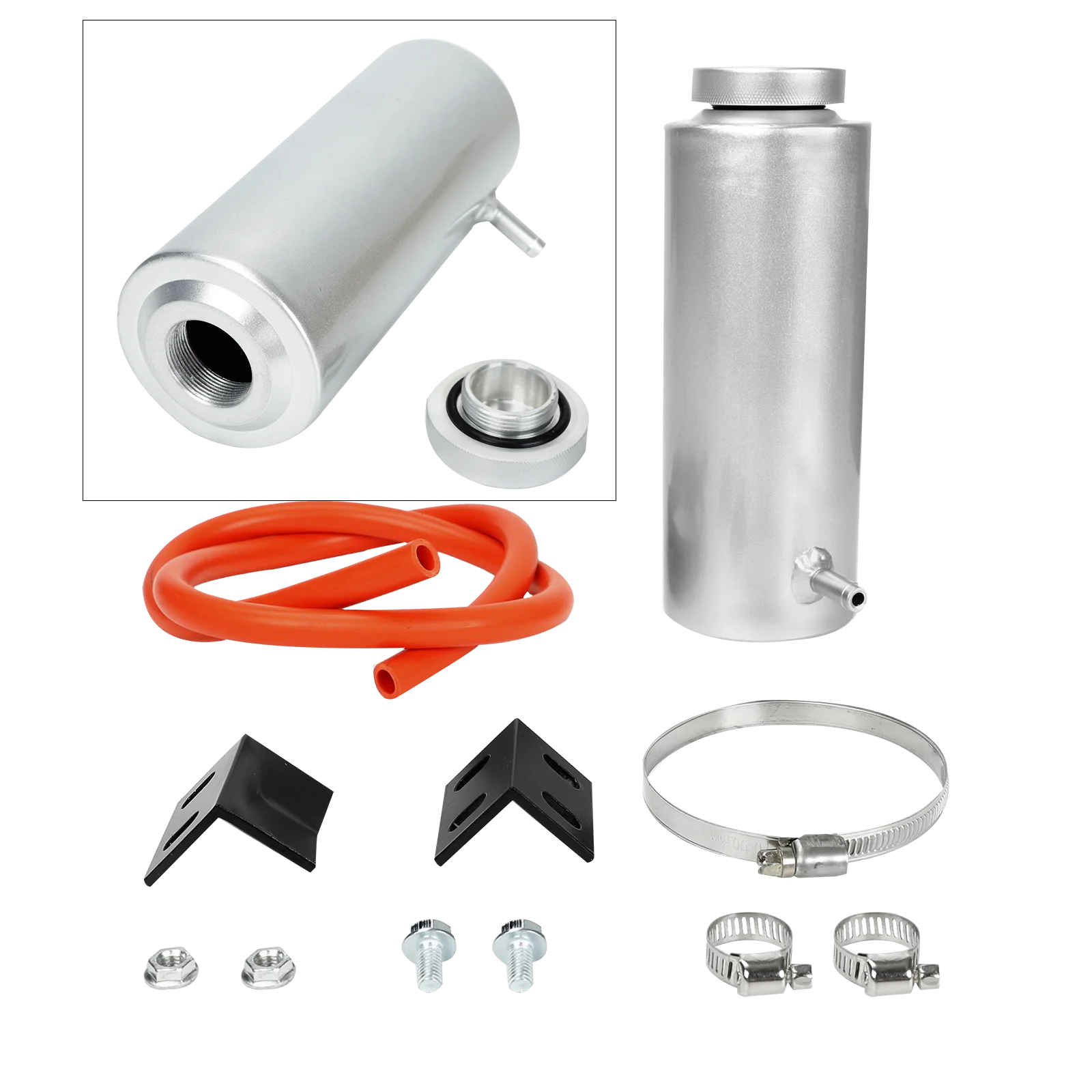 Silver 800ml Universal Radiator Coolant Aluminum Tank Overflow Reservoir