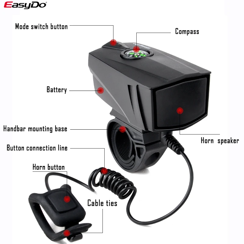 ETOOK 140 dB Electric Bell 2 Modes Bike Electronic Horn Waterproof Outdoor Cycling Accessories Bicycle Bell Handlebar 22-26mm
