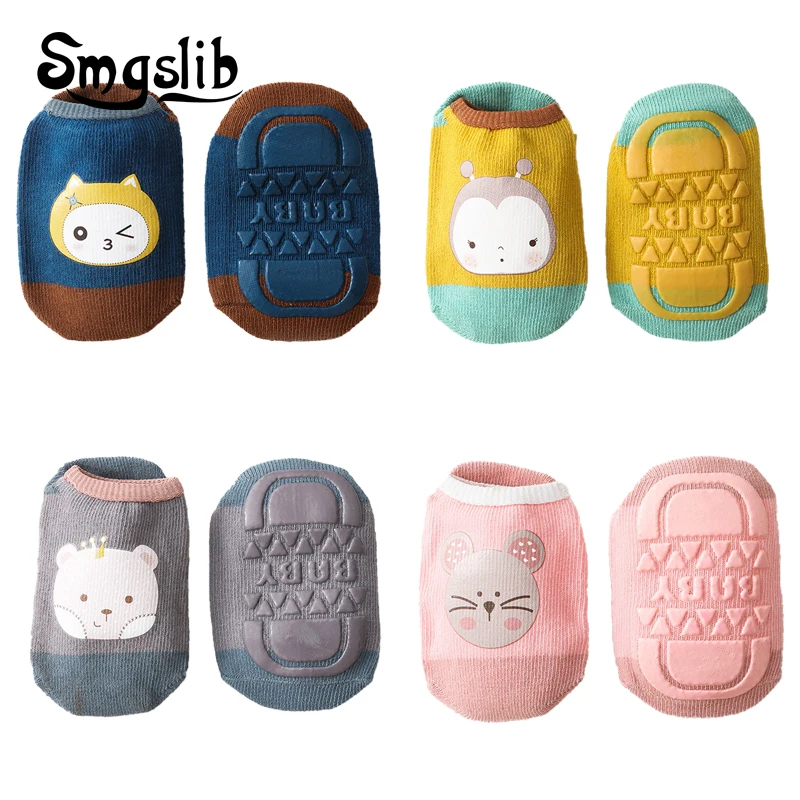 SMGSLIB Baby Anti Slip Floor Socks Cartoon Cute Kids Boat Low Cut Socks With Rubber Summer Soft Cotton Toddler Boys Girls Socks