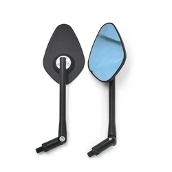 Universal CNC Aluminum Alloy Adjustable Motorcycle Folding Handle Refitting Customized HD Bule Glass Rearview Mirror