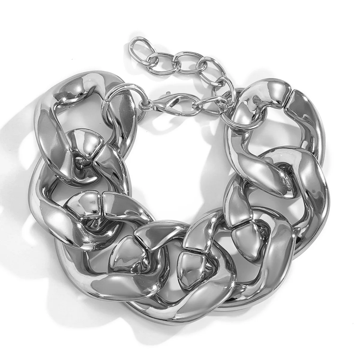 Retro Simple Hip Hop Thick Link Chain Bracelet Women's CCB Material Exaggerated Cool Twist Thicks Bracelets Glamour Girl Jewelry