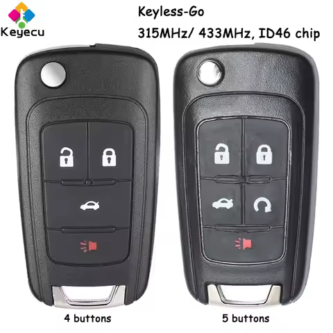 KEYECU Keyless-Go Flip Remote Key With 4 5 Buttons 315MHz 433MHz ID46 Chip Fob for Chevrolet Cruze Sonic Malibu Impala Equinox