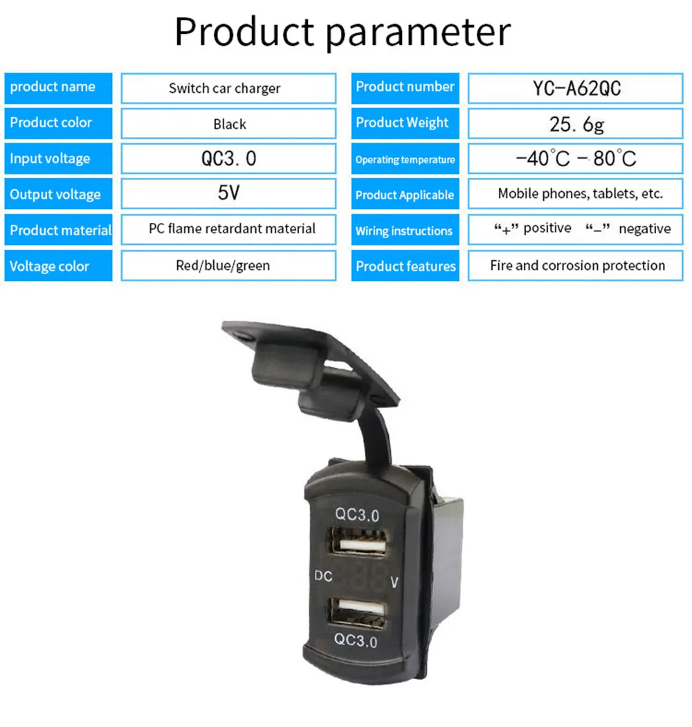 Universal carregador de carro 12v 24v 4.2a tensão de exibição dupla portas usb adaptador automático à prova dwaterproof água qc3.0 carregador para iphone huawei xiaomi