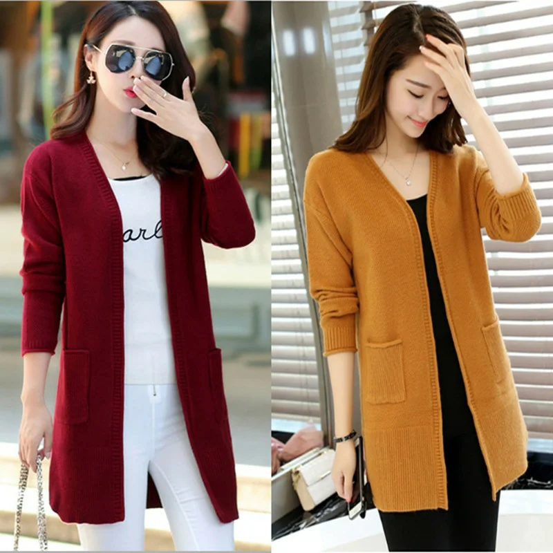 2023 Autumn Winter knitted Cardigan Women Sweater Coat Long Sleeve Casual Coats female Korean Loose Sweater Cardigan Women Tops