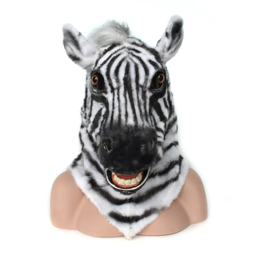 2022 HUITAI PLUSH  HANDMADE MASKED BALL MOVING MOUTH MASK  ZEBRA COSTUME-MASKS COSPLAY PROPS