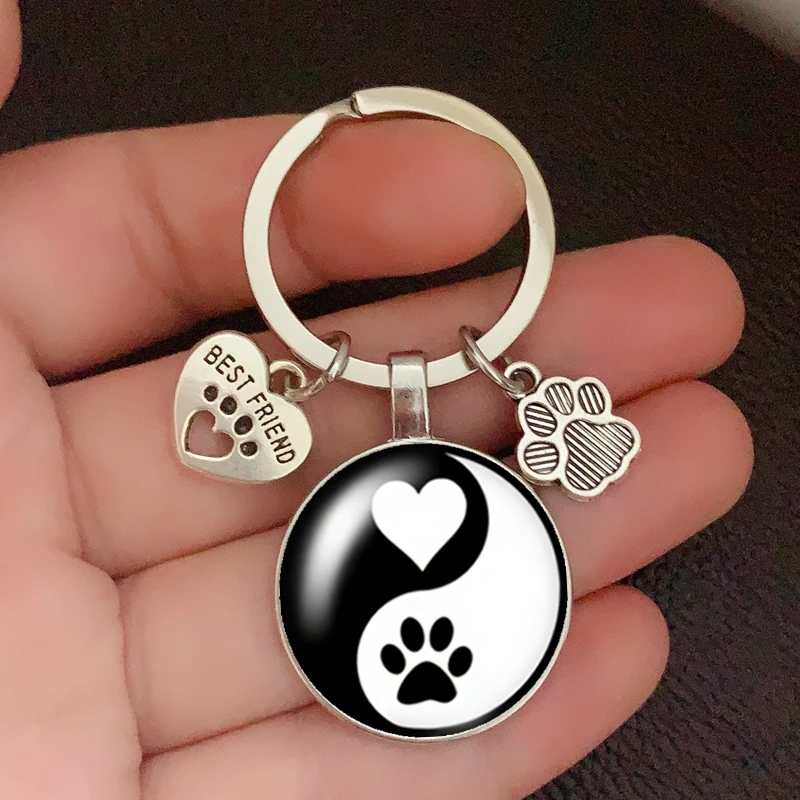 New popular new puppy kitten play key ring love pet cat and dog BEST FRIEND pendant fashion man girl favorite gift souvenir