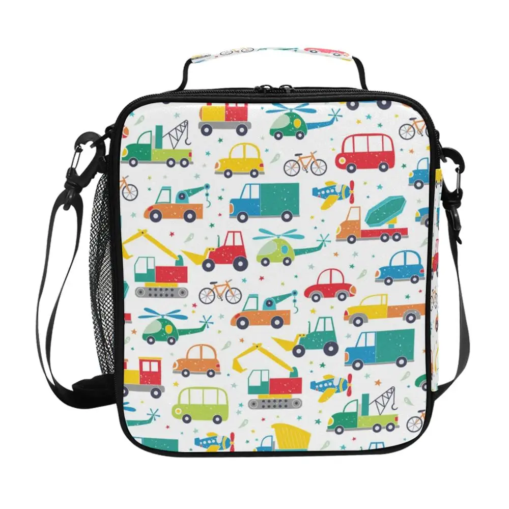 

Kids Children Lunch Cool Bag BPA free Cartoon car Printed Fashion Boys Girls Detachable Handle Portable Insulated Lunch Box Bag