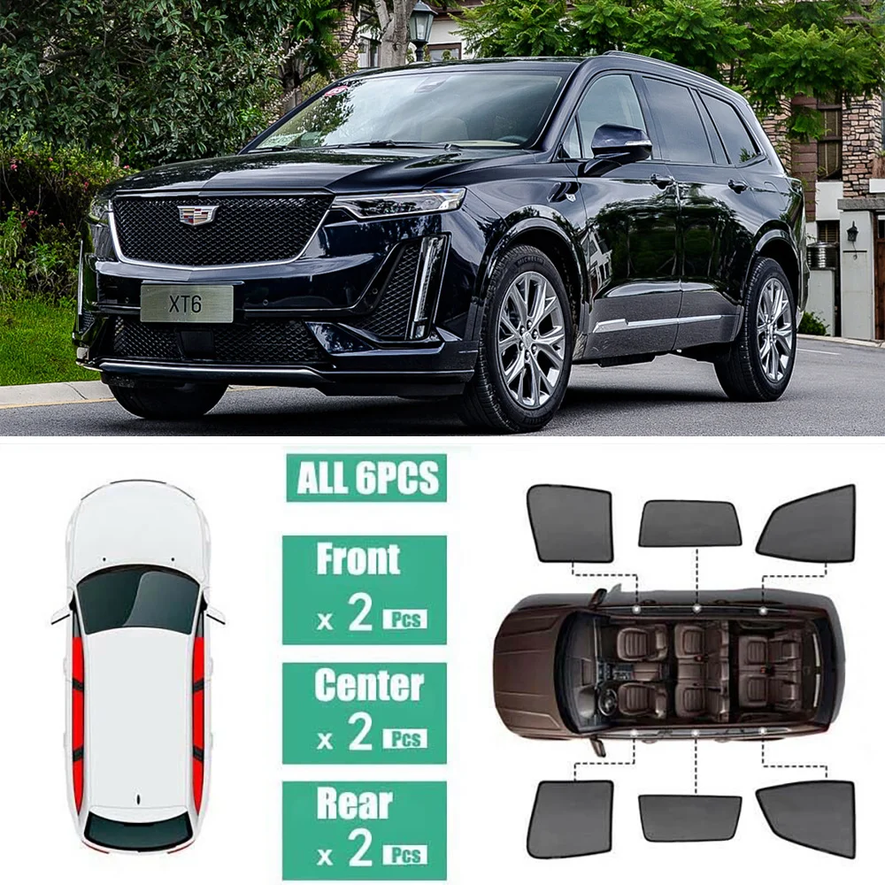 

Side Windows Magnetic Sun Shade UV Protection Ray Blocking Mesh Visor Fit For Cadillac XT6 2019-2020