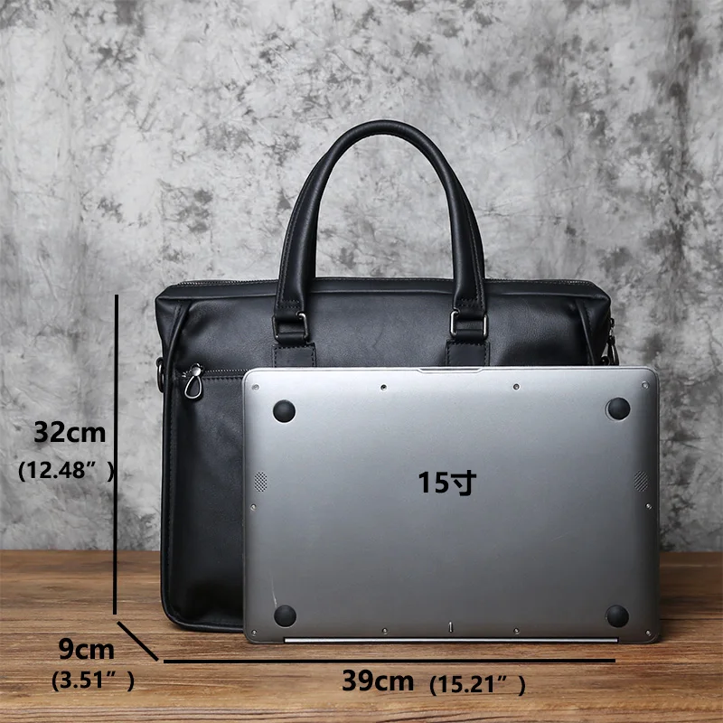 NZPJ Männer Echte Leder Business Handtasche Top Schicht Rindsleder Kreuz Abschnitt Büro Computer Tasche Schulter Messenger Aktentasche – Detail 2