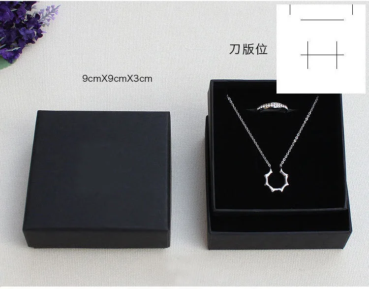 Quadratische, rechteckige Schmuck-Organizer-Box in verschiedenen Größen, Verlobungsring für Ohrringe, Halsketten, Armbänder, Geschenkbox, schwarze Papierbox – Detail 12