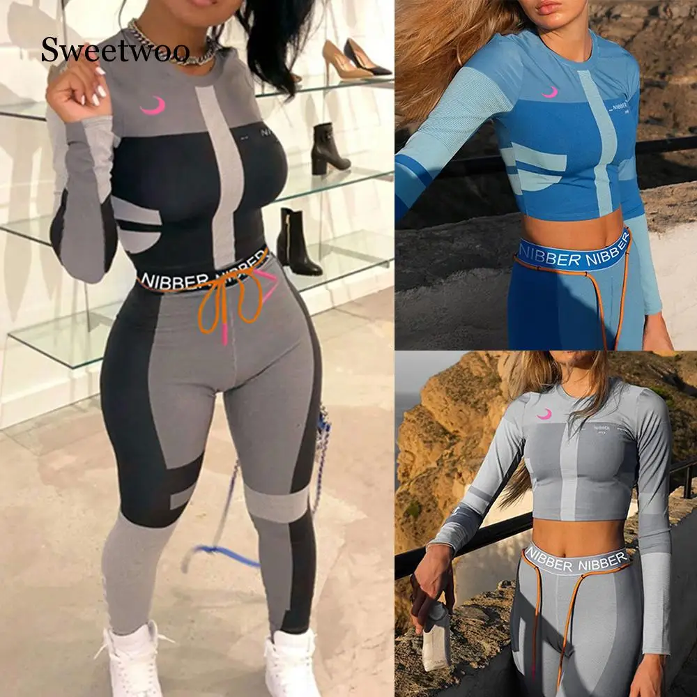 SWEETWOO Sexy Tracksuits Women Two Piece Outfits Sports Fitness High Waist Leggings Winter Spring Matching Sets Sweatsuit