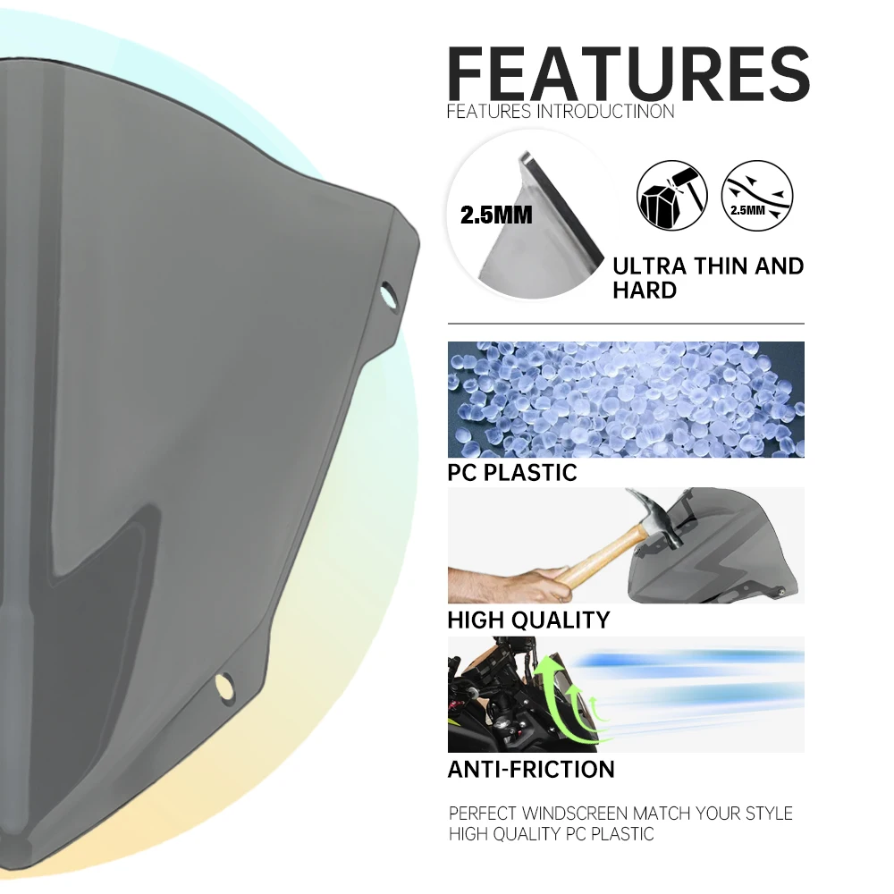 Windshield Windscreen For YAMAHA MT07 FZ07 MT09 FZ09 Motorcycle Accessories Wind Deflectors Parabrisas MT-07 FZ-07 FZ MT 07 09
