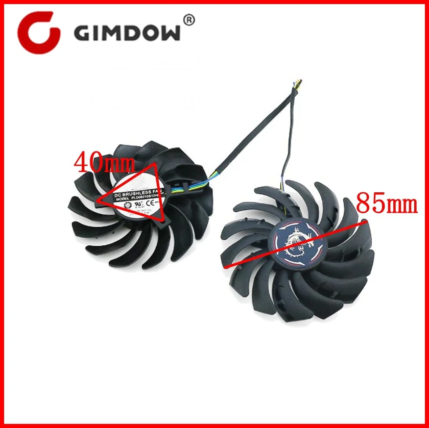 85mm  2pcs/lot PLD09210S12HH 4pin for MSI GeForce GTX 1650 Super 1660 1660Ti GAMING X Graphics Card Fan