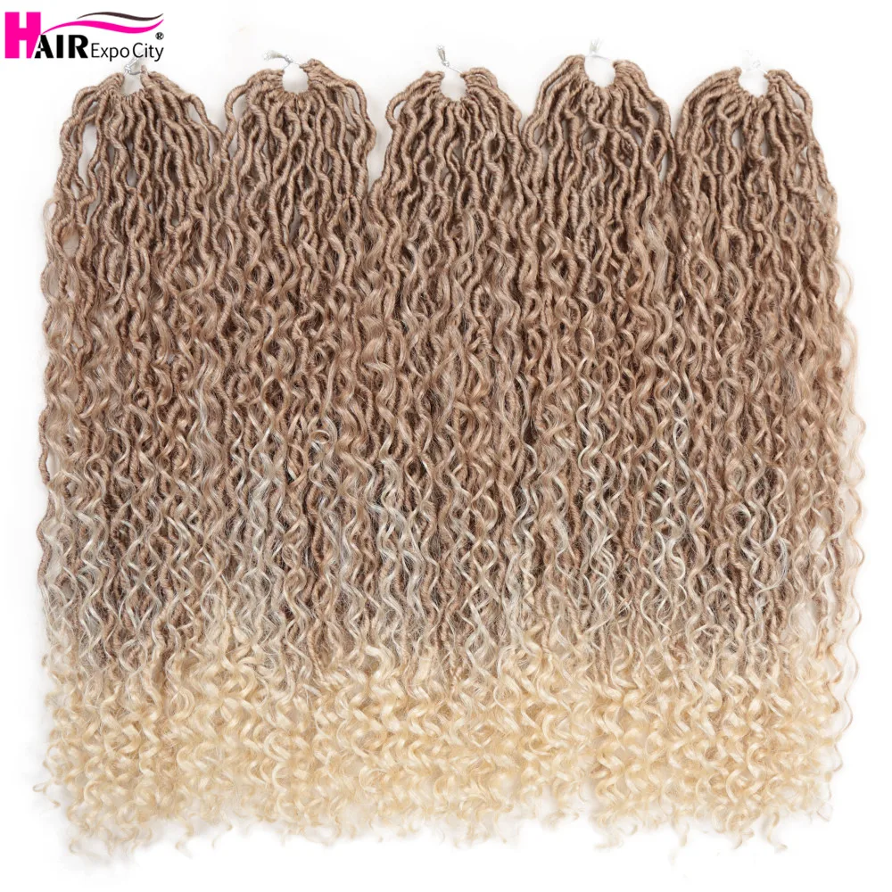 14-26 pollici dea Faux Locs Crochet Hair Soft River Locs capelli ricci Ombre treccia sintetica estensioni dei capelli 613 Hair Expo City