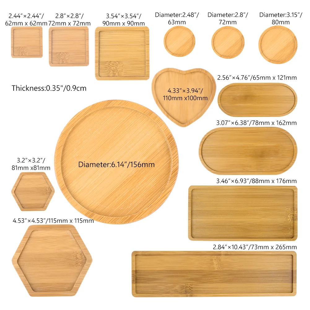 Wooden Bamboo Geometry Flower Planters Tray Serving Tray Tea Cup Saucer Trays Fruit Plate Storage Pallet Plate Decoration