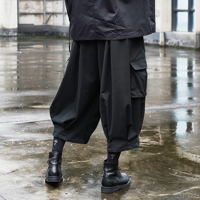 Men's new dark personality simple multi-pocket cargo hip-hop street Japanese casual loose leg pants