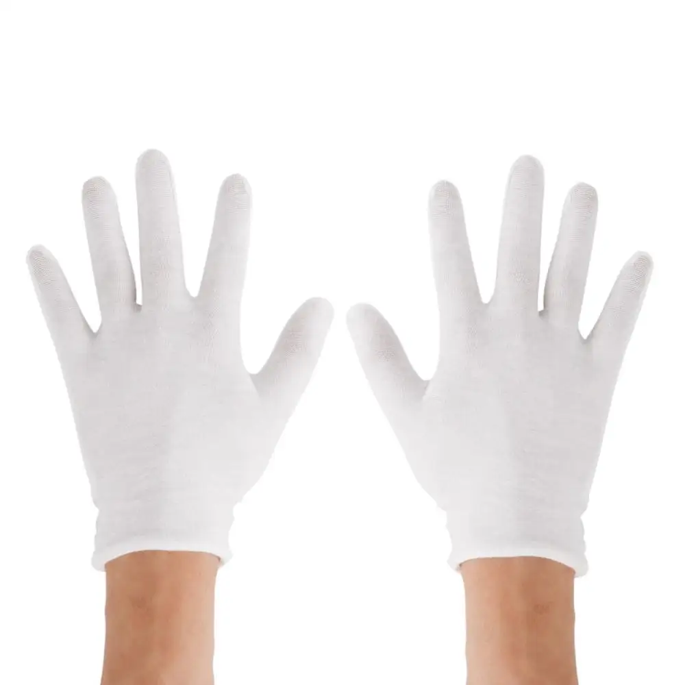 3 Pairs White Cotton Gloves Soft Work Hands Gloves for Dry Hand Moisturizing Cosmetic Hand Spa and Coin Jewelry Inspection