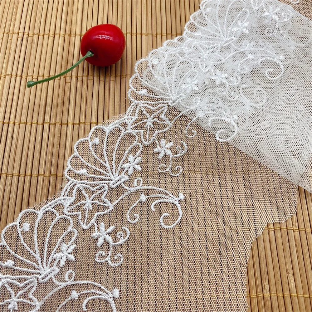 

15Yards 10cm Wide Mesh Lace Trim Embroidery Shell Starfish Sea Pattern Dress Skrit Sewing V2272