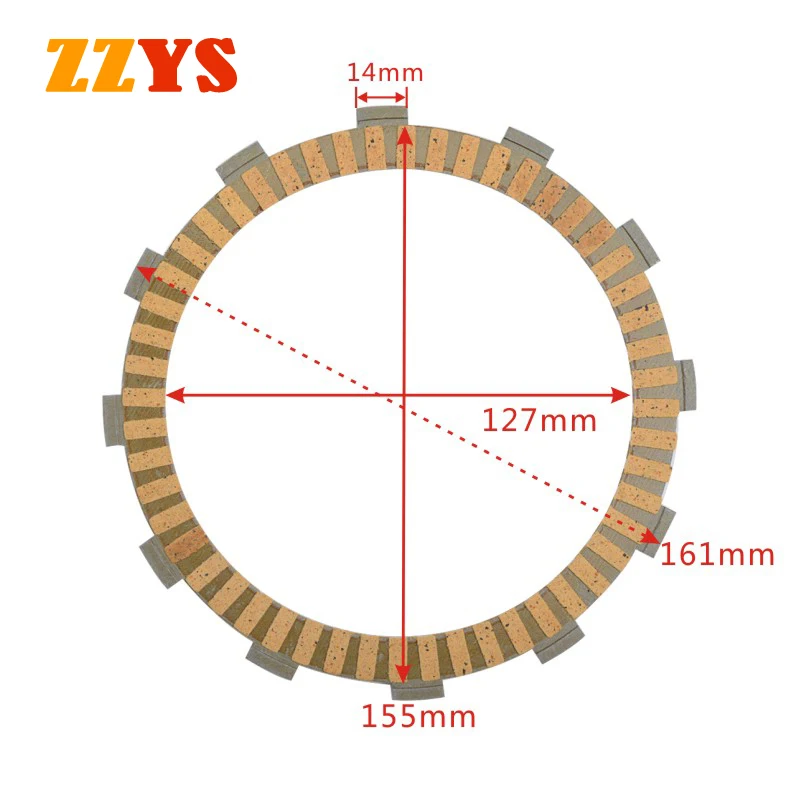 

161X155X127mm 12 Tooth 1400CC Motorcycle Paper Based Friction Disc Clutch Plate Kit For KAWASAKI GTR1400 GTR 1400