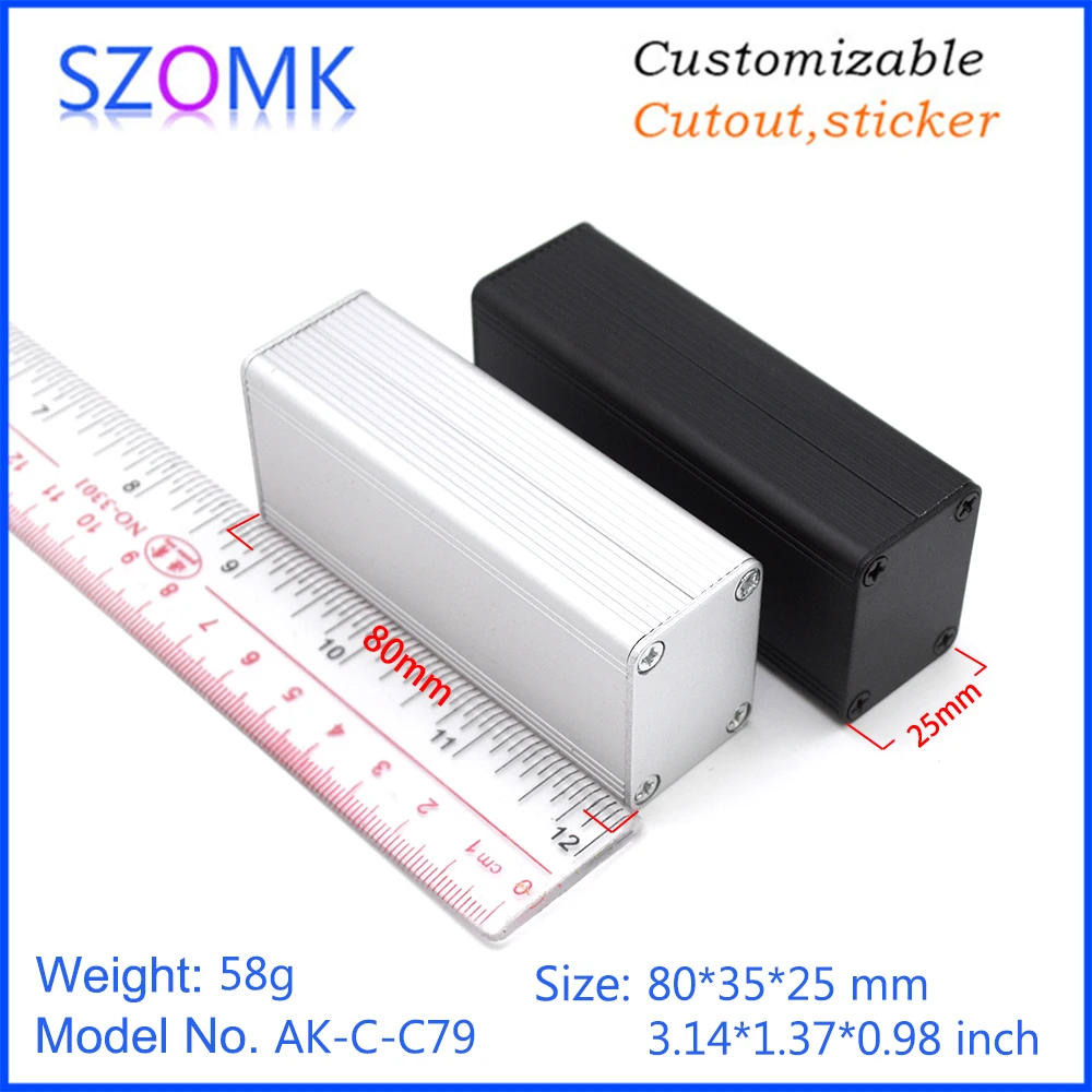 1Piece 25*35*80mm small anodized aluminum junction box enclosure for electronics device PCB aluminum enclosure project box