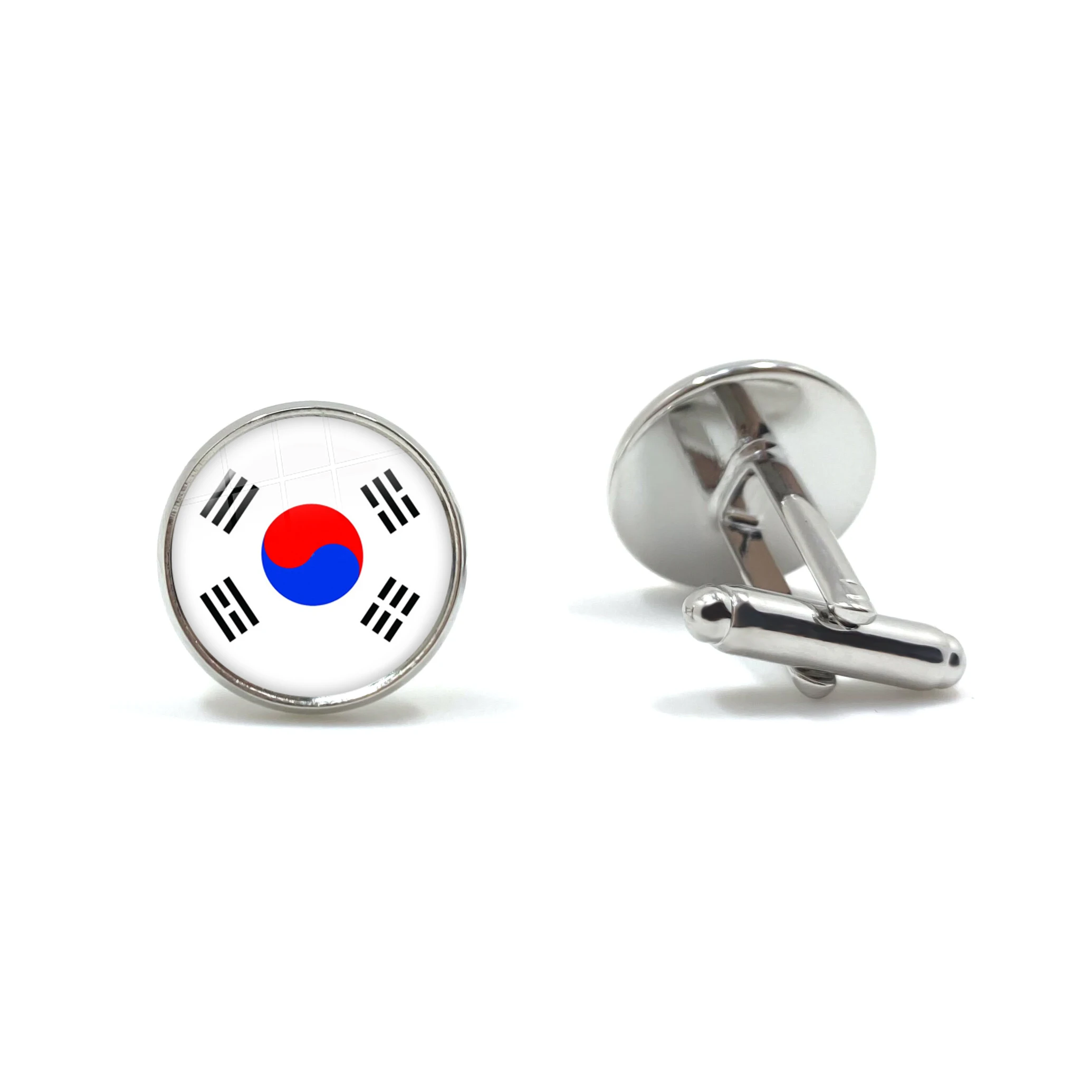 National Flag Glass Cabochon Cufflinks Korea Serbia Russia Slovenia Argentina United States Turkey Spain Dominica Sleeve Button